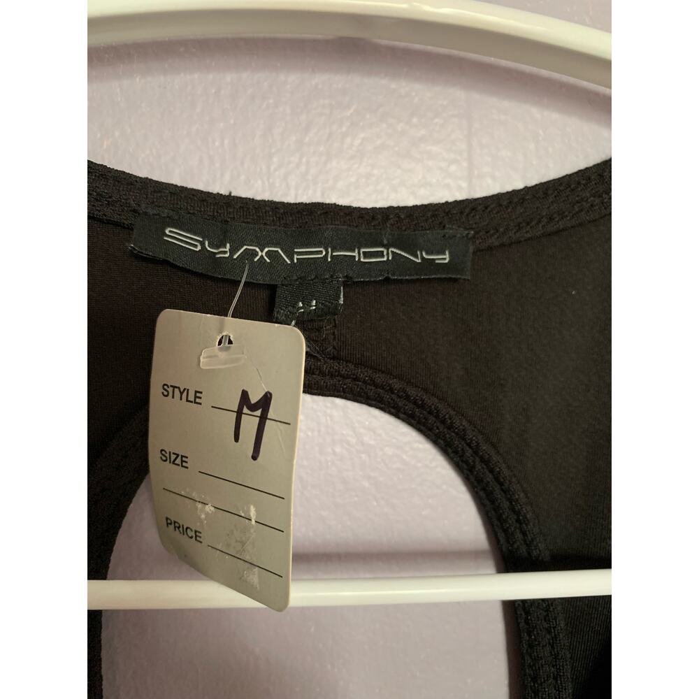 NWT Symphony / bodycon / little black dress / embroidered / fitted / medium - Picture 6 of 7